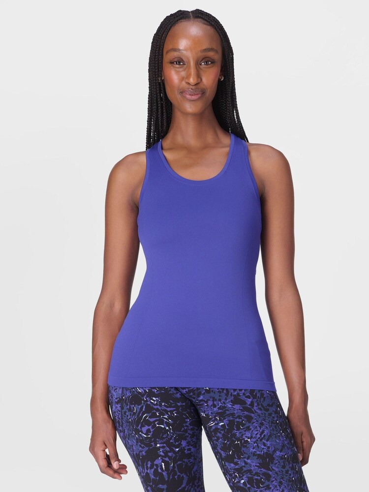Sweaty Betty Blue Athlete Seamless Workout Tank Top - Image 1 of 7 Sweaty Betty Blue Athlete Seamless Workout Tank Top - Image 1 of 7