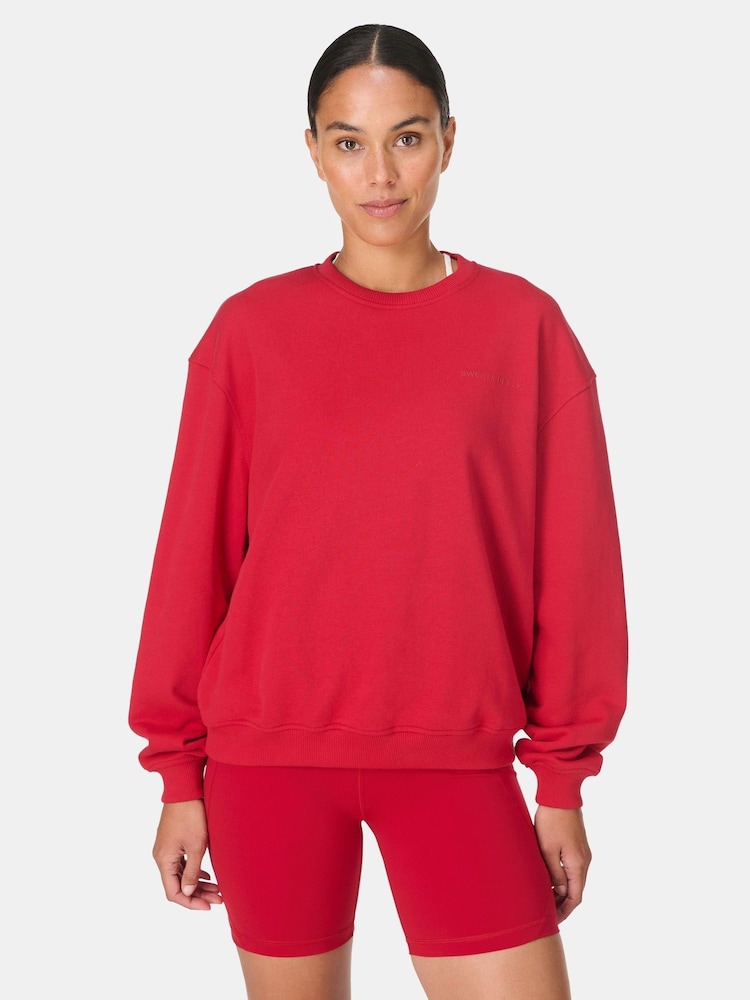 Sweaty Betty Red Green Revive Crew Neck Sweatshirt - Image 1 of 6