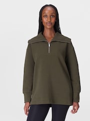 Sweaty Betty Green Peaceful Rib Half Zip Sweatshirt - Image 1 of 7