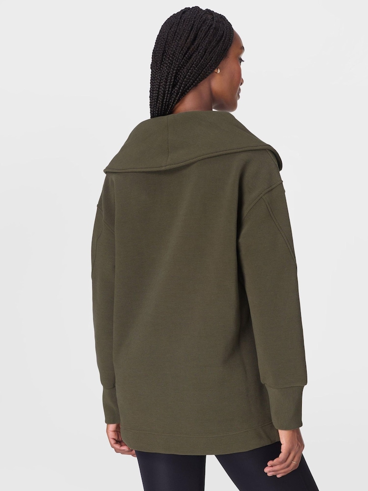 Sweaty Betty Green Peaceful Rib Half Zip Sweatshirt - Image 2 of 7