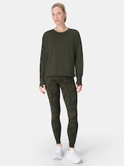 Sweaty Betty Green Linear Foliage Print Full Length Power Embossed Workout Leggings - Image 3 of 9