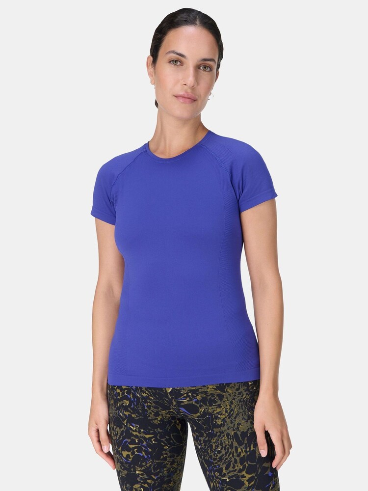 Sweaty Betty Blue Athlete Seamless Workout T-Shirt - Image 2 of 7
