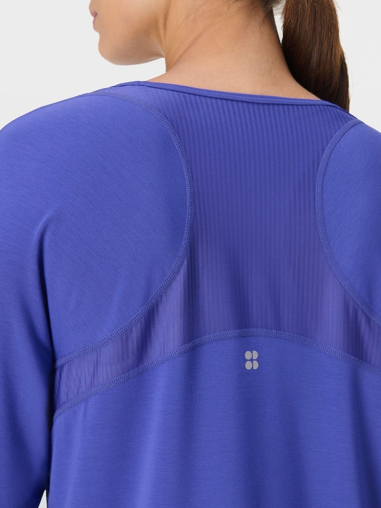 Sweaty Betty Blue Breathe Easy Mesh Long Sleeve Top - Image 2 of 7 Sweaty Betty Blue Breathe Easy Mesh Long Sleeve Top - Image 2 of 7