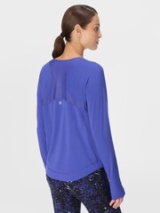 Sweaty Betty Blue Breathe Easy Mesh Long Sleeve Top - Image 5 of 7