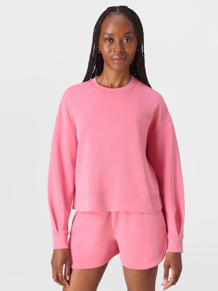 Sweaty Betty Pink Sand Wash CloudWeight Sweatshirt - Image 1 of 7