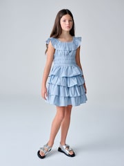 smALLSAINTS Blue Halia Frill Top and Skirt Set - Image 1 of 12