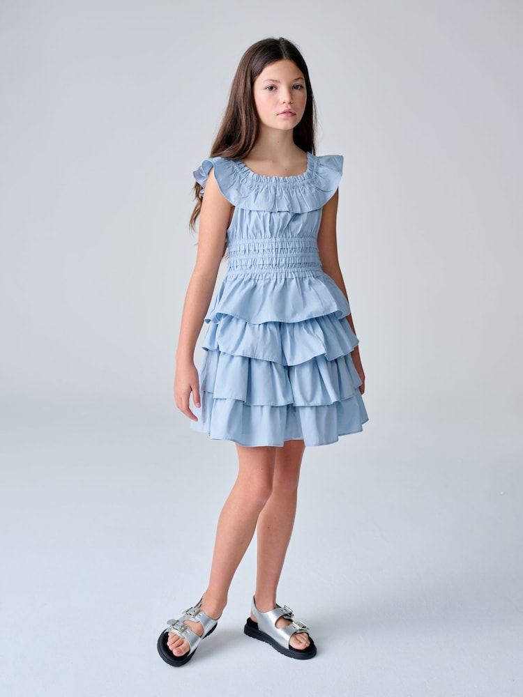 smALLSAINTS Blue Halia Frill Top and Skirt Set - Image 1 of 12