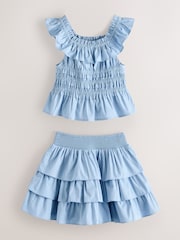 smALLSAINTS Blue Halia Frill Top and Skirt Set - Image 10 of 12
