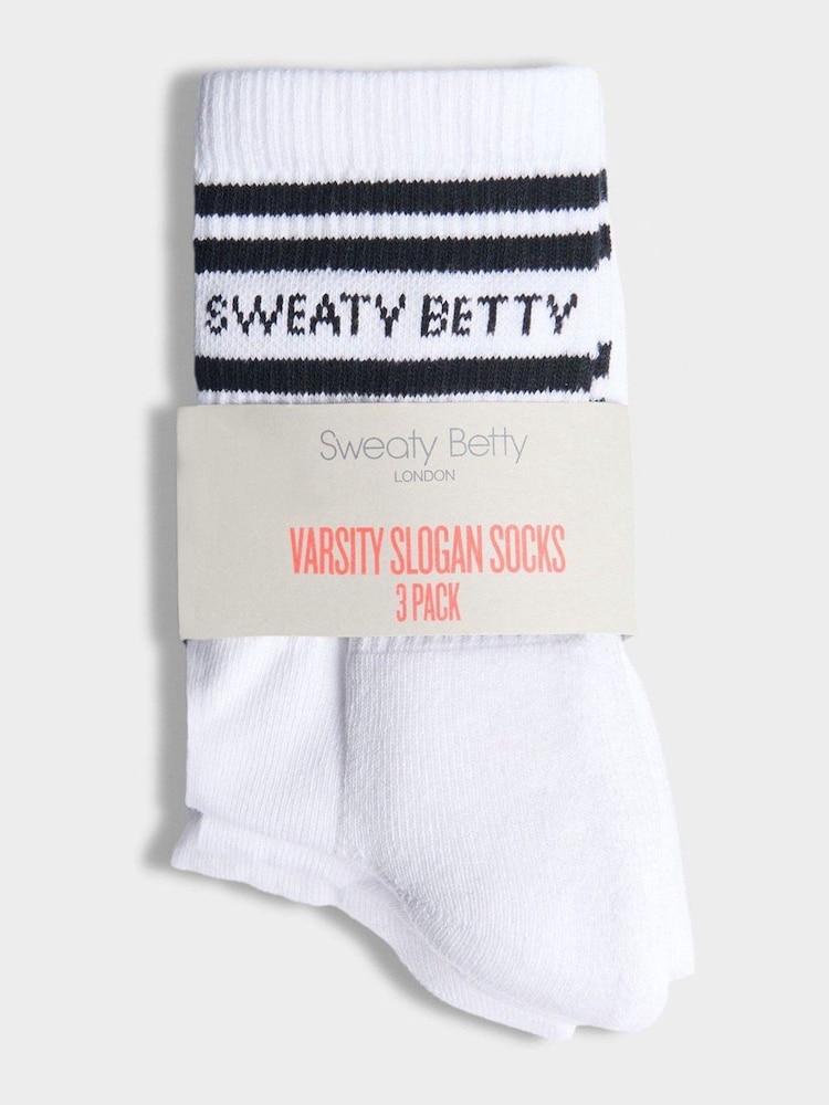 Branco - Pacote de meias com slogan da Sweaty Betty Varsity 3 - Imagem 2 de 4