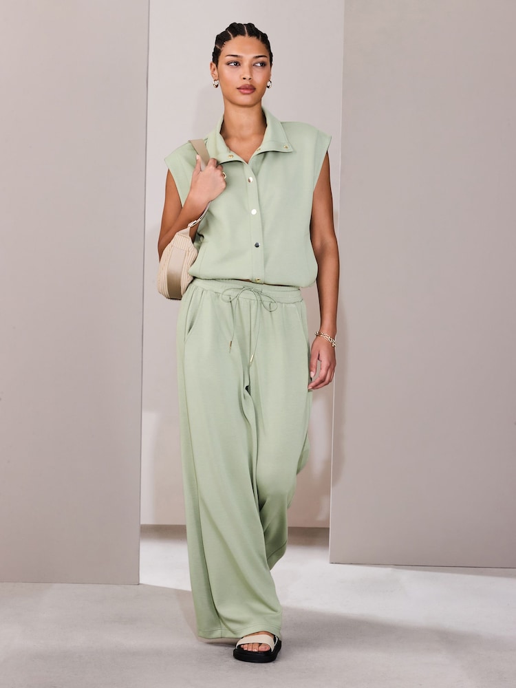 Sage Green Slinky Wide Leg Trousers - Image 2 of 9