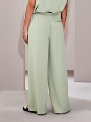 Sage Green Slinky Wide Leg Trousers - Image 4 of 9