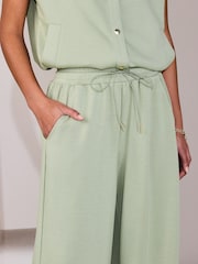 Sage Green Slinky Wide Leg Trousers - Image 5 of 9