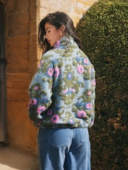 Blue/Pink National Trust  x Next Quater Zip Print Borg Fleece - Image 4 of 8