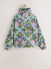 Blue/Pink National Trust  x Next Quater Zip Print Borg Fleece - Image 6 of 8
