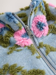 Blue/Pink National Trust  x Next Quater Zip Print Borg Fleece - Image 7 of 8