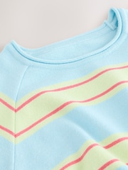 Blue/Green Stripe Compact Cosy Short Sleeve Top - Image 7 of 8