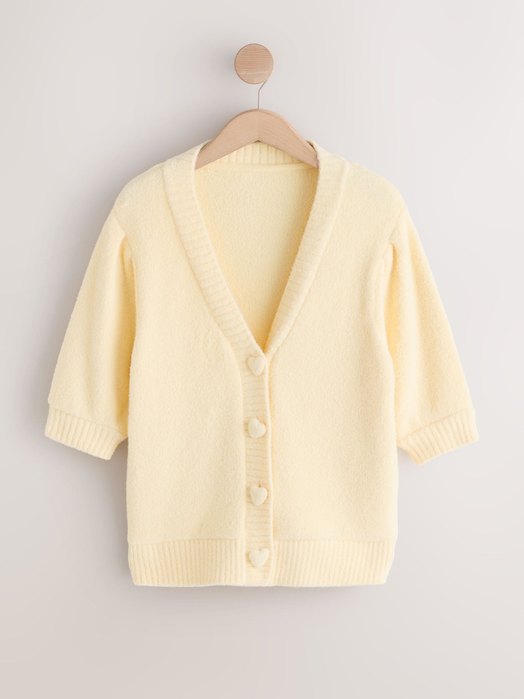 Buy Yellow Short Sleeve V-Neck Heart Button Cardigan from Next Canada