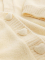 צהוב - קרדיגן מפנק עם שרוולים קצרים וכפתורי לב - תמונה 7 מתוך 8