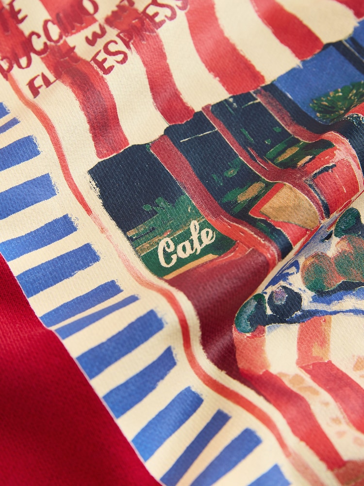 Berry Red Coffee Table Graphic Long Sleeve Crew Neck Sweat Top - Image 4 of 4