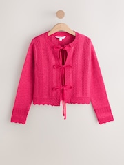 Pink Crochet Tie Cardigan - Image 5 of 7