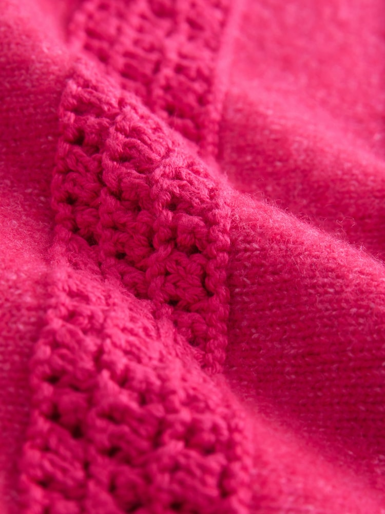 Pink Crochet Tie Cardigan - Image 7 of 7