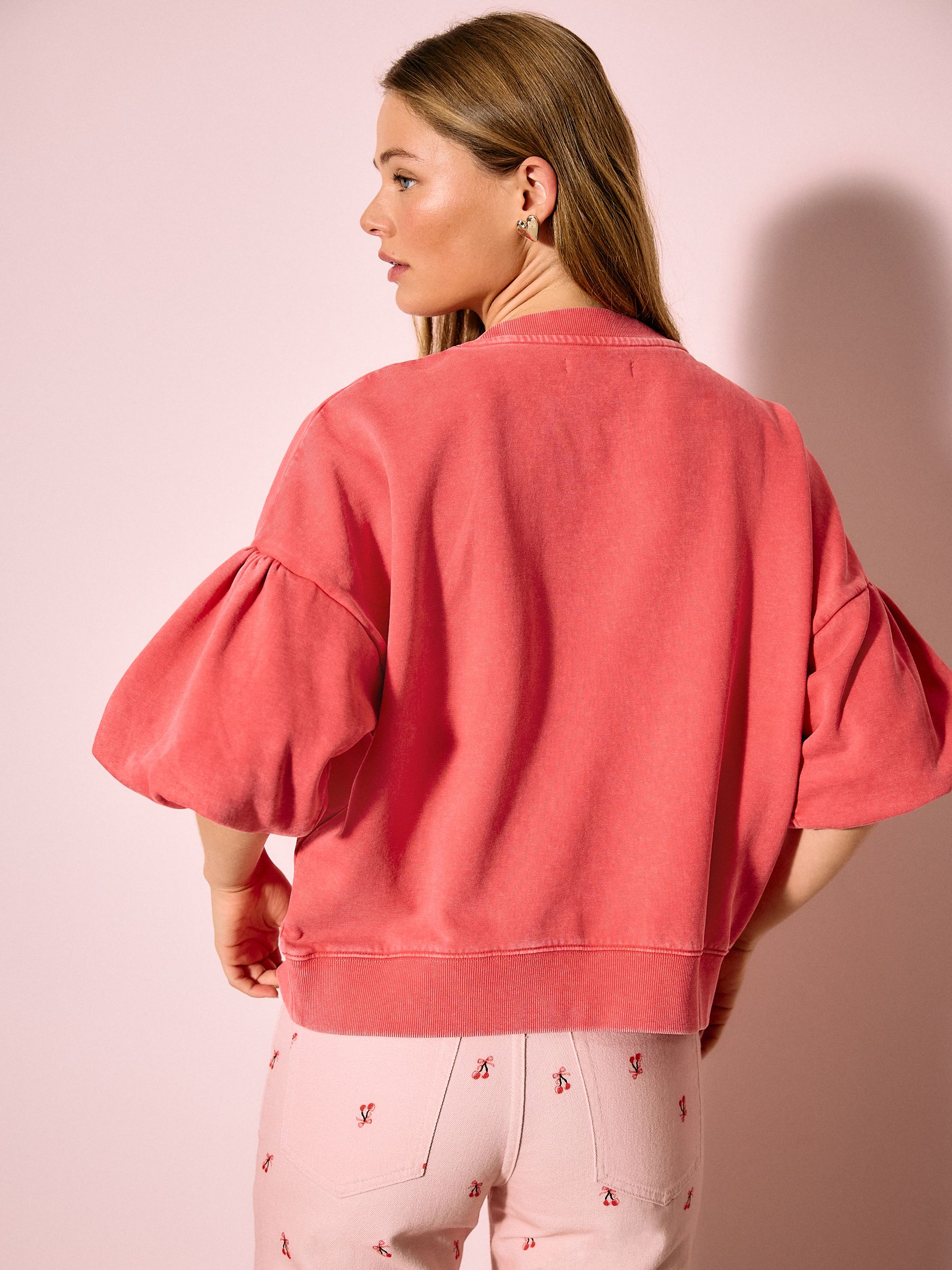 Buy Pink Puff Sleeve Short Sleeve Sweat Top from Next USA