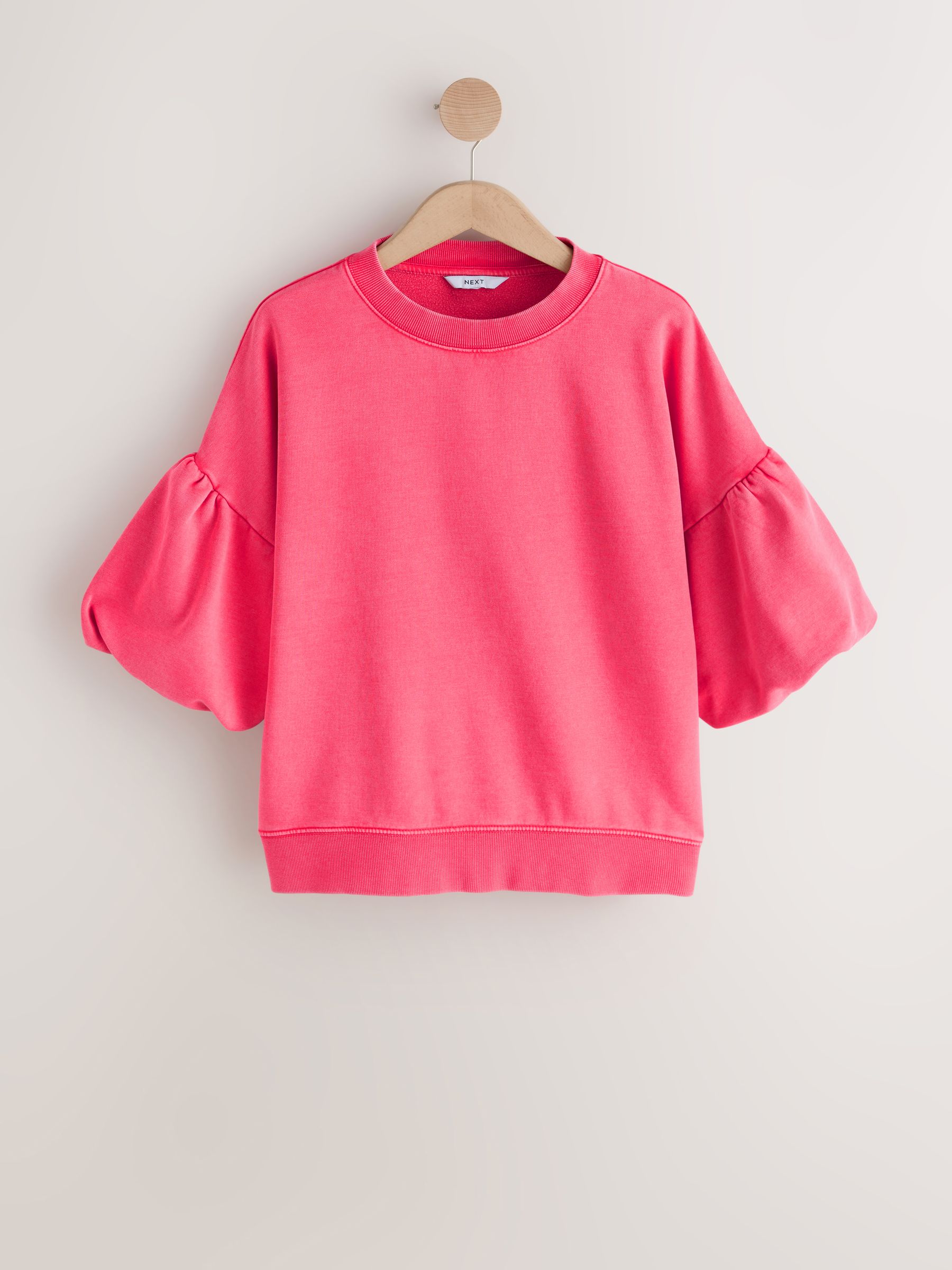 トップス PUFF SLEEVE COMPACT KNIT TOPS Buy Pink Puff Sleeve Short Sleeve Sweat Top from Next USA