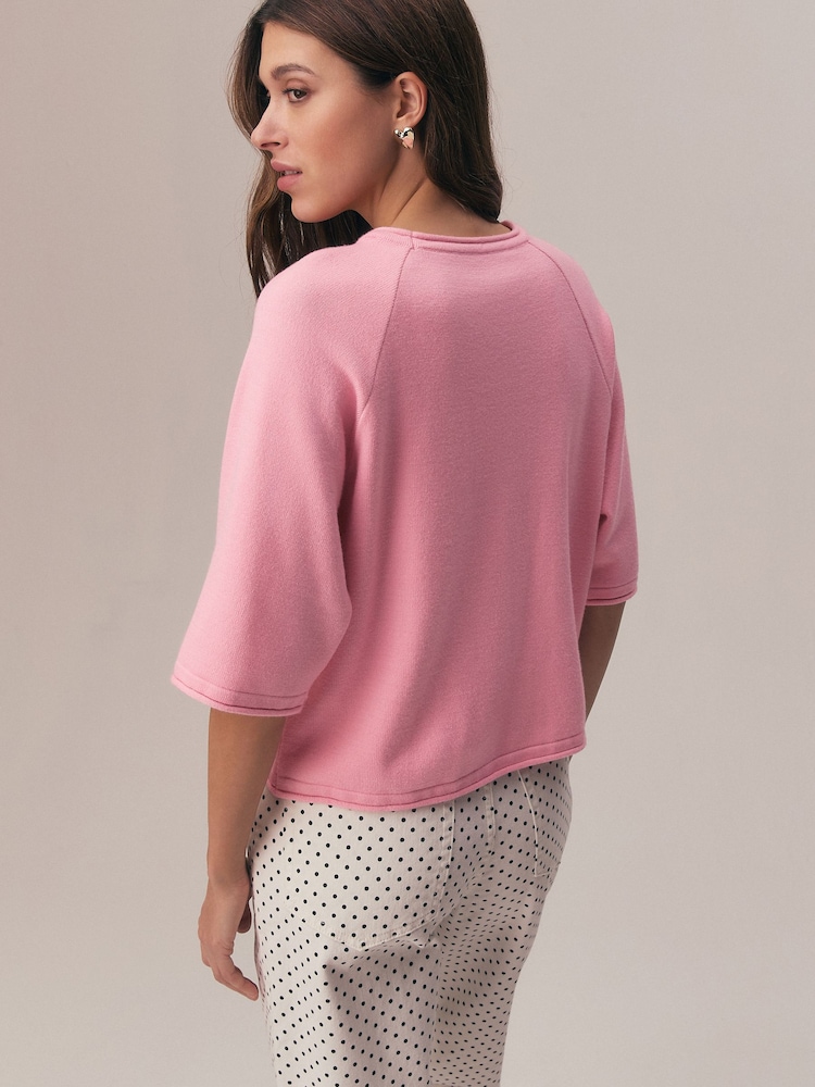 荧光粉色 - Compact Cosy Short Sleeve Top - 7的图像2｝