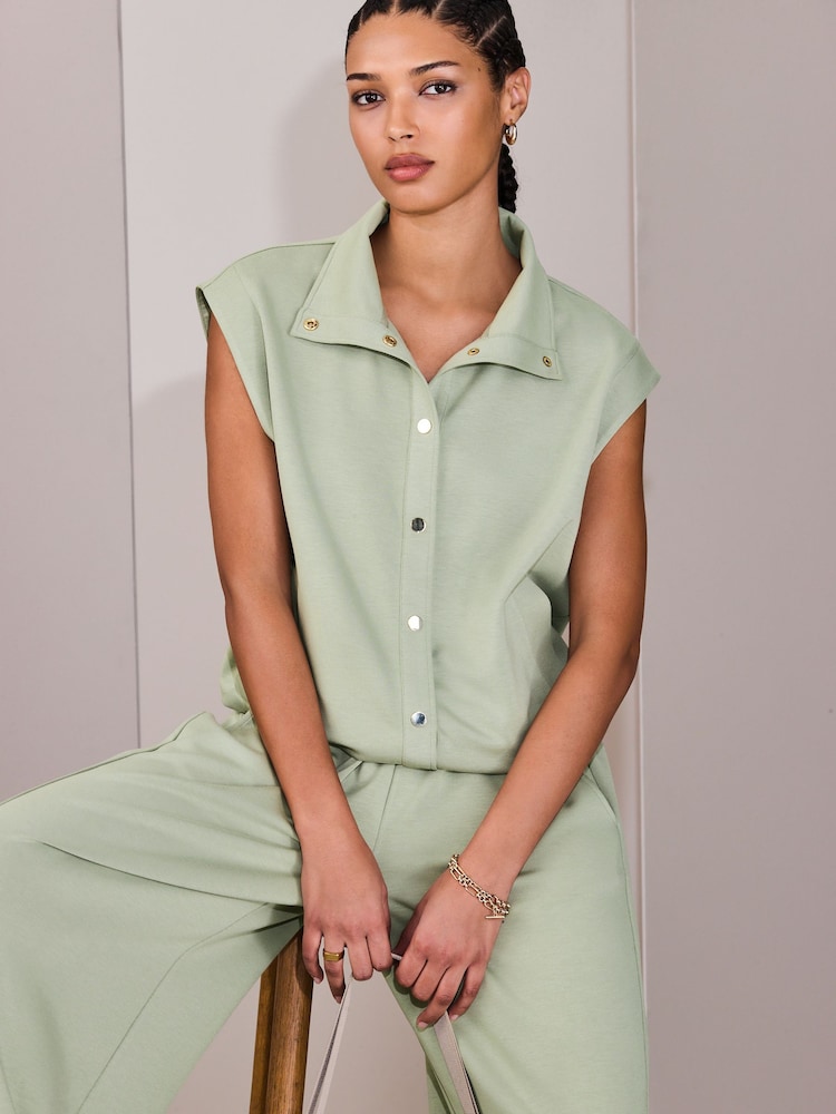 أخضر فاتح - سترة عملية فائقة النعومة بياقة قمعية وبتصميم أنيق - صورة 1 من 8