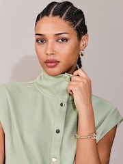 أخضر فاتح - سترة عملية فائقة النعومة بياقة قمعية وبتصميم أنيق - صورة 4 من 8