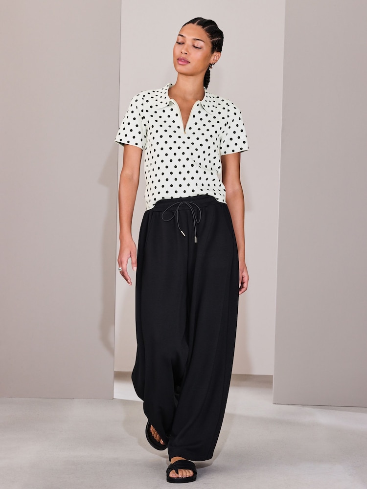 Black Slinky Wide Leg Trousers - Image 1 of 9