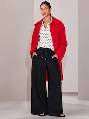 Black Slinky Wide Leg Trousers - Image 2 of 9