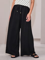Black Slinky Wide Leg Trousers - Image 3 of 9