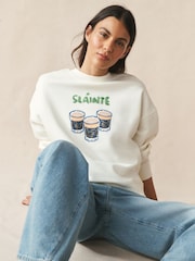 Ecru Graphic Slainte Sweatshirt - Image 1 of 7