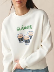 Ecru Graphic Slainte Sweatshirt - Image 2 of 7