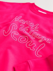 Pink Graphic Long Sleeve Crew Neck Sweat Top - Image 7 of 8