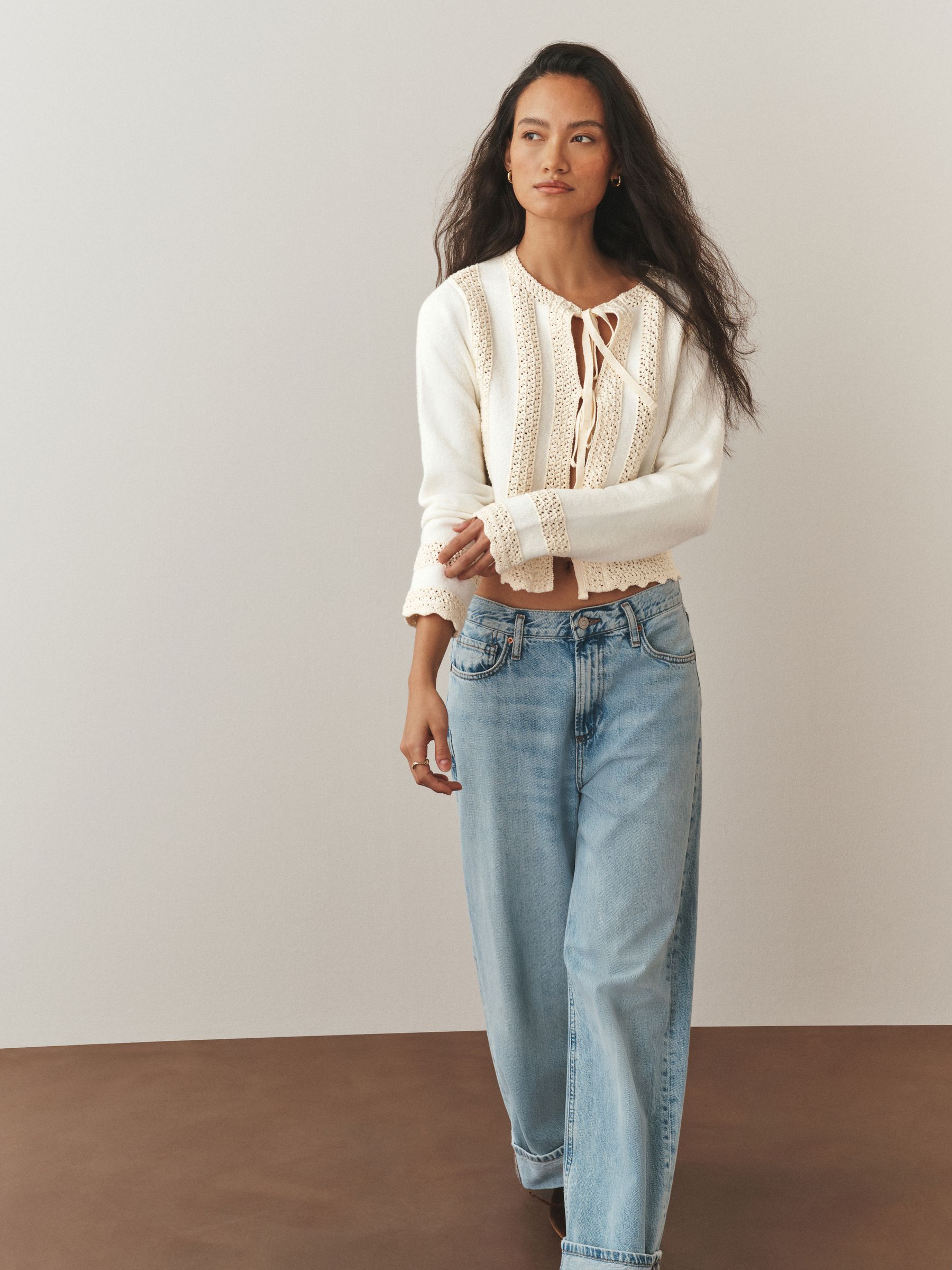 Buy Ecru Crochet Tie Cardigan from Next USA