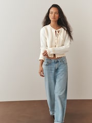 Ecru Crochet Tie Cardigan - Image 3 of 6