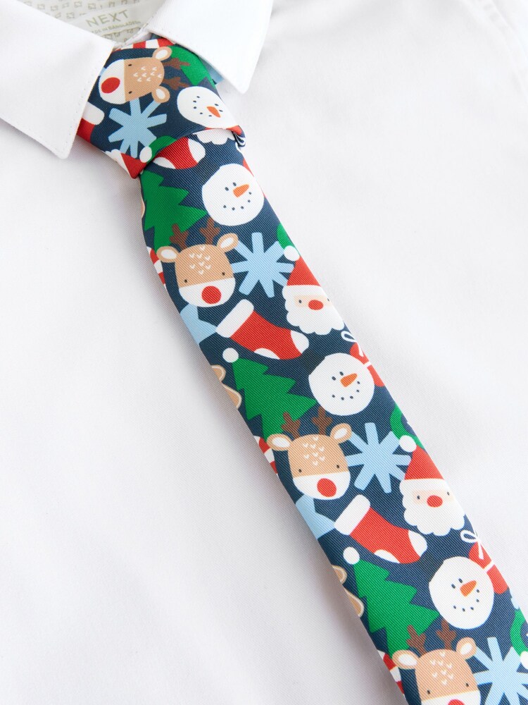 Navy Christmas Tie (3-16yrs) - Image 2 of 4 Navy Christmas Tie (3-16yrs) - Image 2 of 4