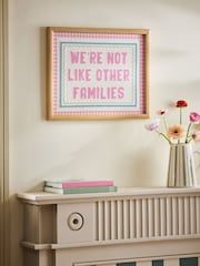 Pink Embroidered Not Like Other Families Framed Wall Art - Image 1 of 4