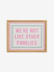 Pink Embroidered Not Like Other Families Framed Wall Art - Image 3 of 4