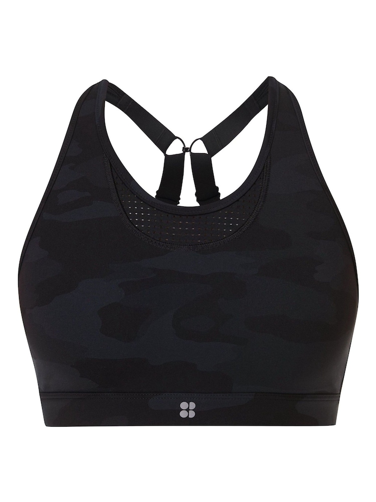 Sweaty Betty Ultra Black Camo Print Power High Impact Sports Bra - Image 7 of 7