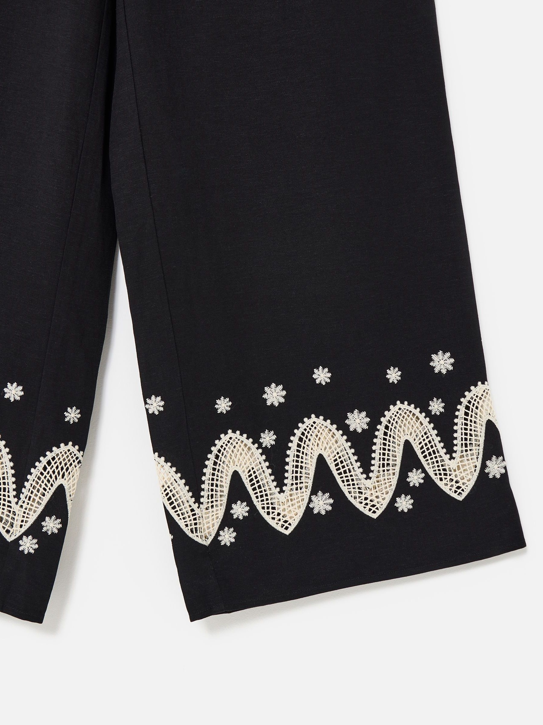 Buy Oliver Bonas Black Cutwork Embroidered Wide leg Trousers from