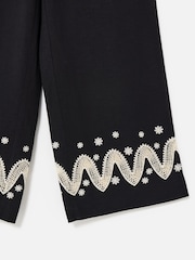 Oliver Bonas Black Cutwork Embroidered Wide leg Trousers - Image 7 of 8