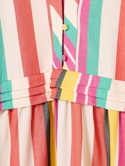 Oliver Bonas Red Multicoloured Striped V-Neck Midi Dress - Image 9 of 9