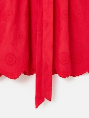 Oliver Bonas Red Floral Print Broderie Textured Mini Shirt Dress - Image 7 of 7