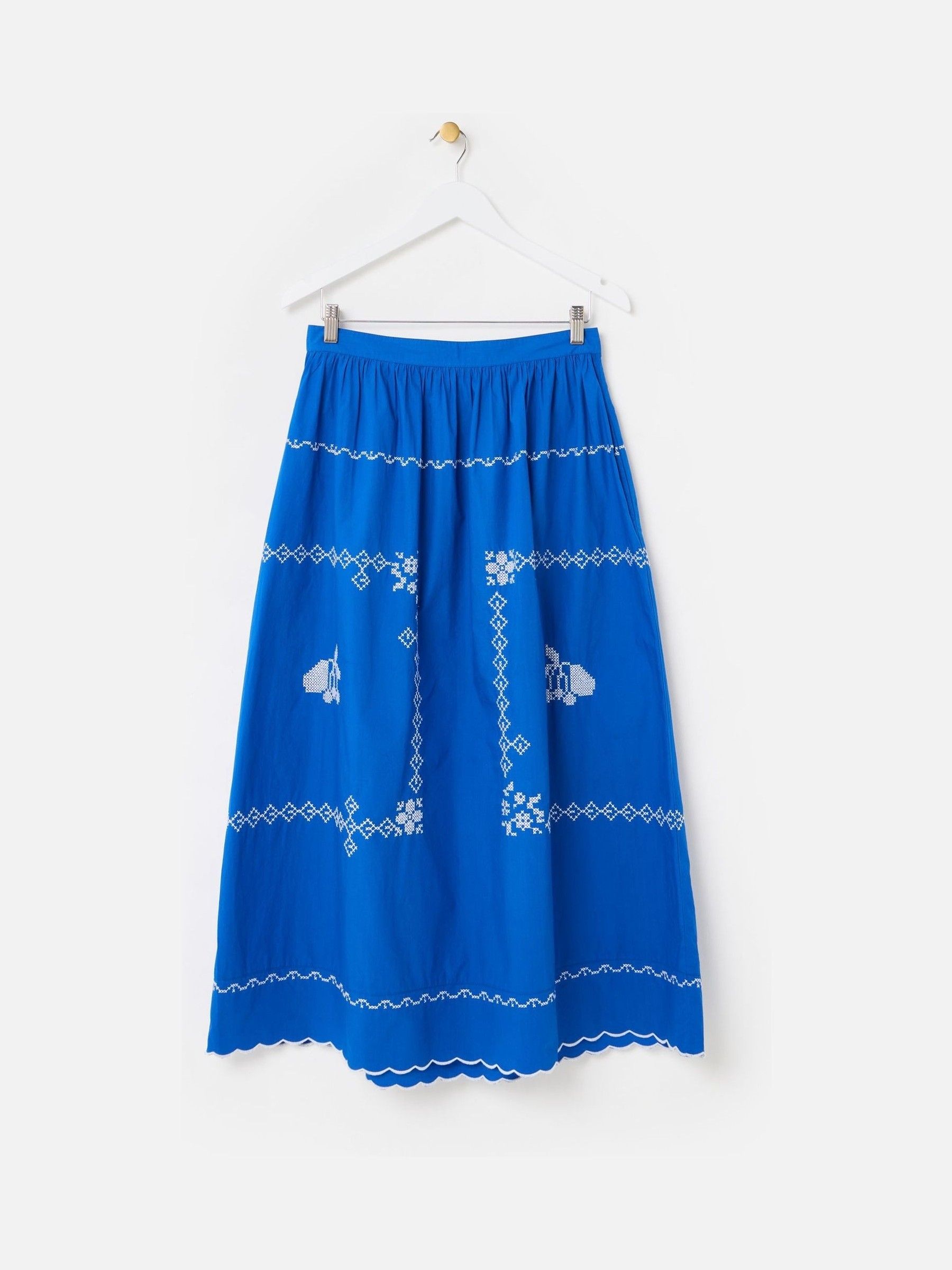 Buy Oliver Bonas Blue Cross Stitch Midi Skirt from Next USA