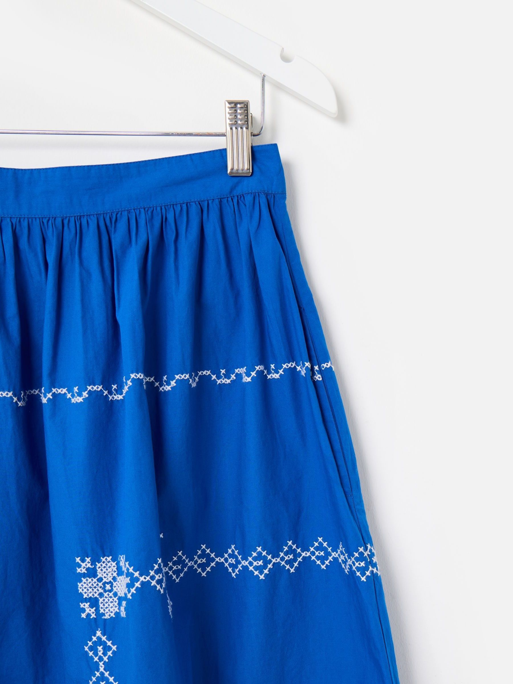 Buy Oliver Bonas Blue Cross Stitch Midi Skirt from Next USA