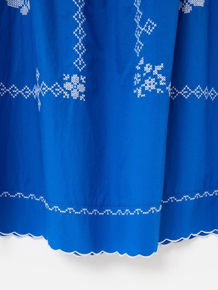 Oliver Bonas Blue Cross Stitch Midi Skirt - Image 7 of 7 Oliver Bonas Blue Cross Stitch Midi Skirt - Image 7 of 7