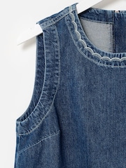 Oliver Bonas Blue Denim Scallop Stitch Mini Shift Dress - Image 7 of 7